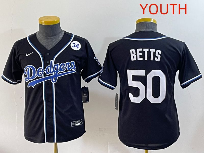 Youth 2025 Los Angeles Dodgers 50 Betts Black Three generations Fashion Nike MLB Jersey style 10